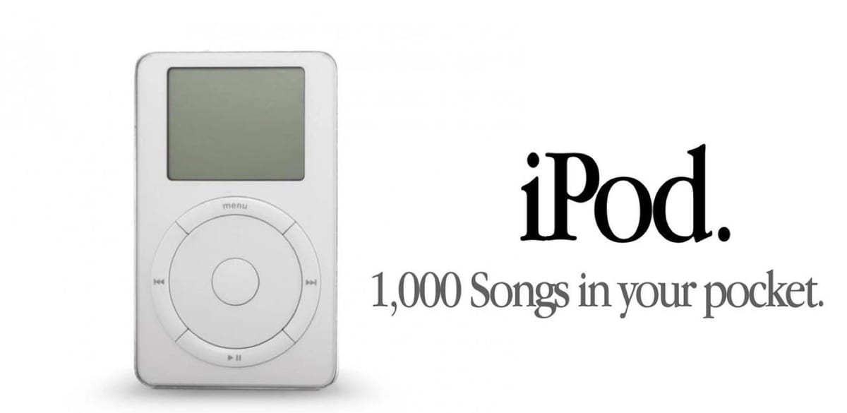 The classic Feature → Desire chain: “1 GB of storage” becomes “1,000 songs in your pocket.”