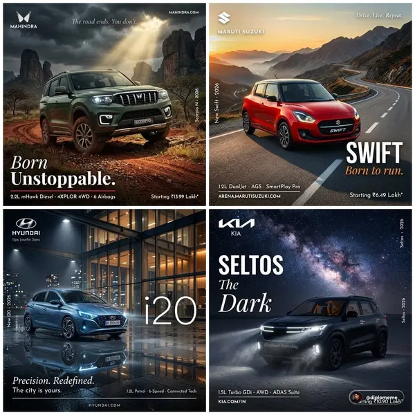 AI poster ad: Hyper-realistic professional automotive commercial a