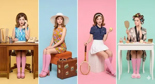 AI poster ad: A retro-inspired studio photoshoot featuring a young