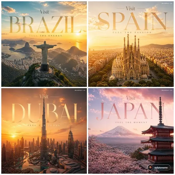 Cinematic luxury tourism poster, Spain, iconic view 