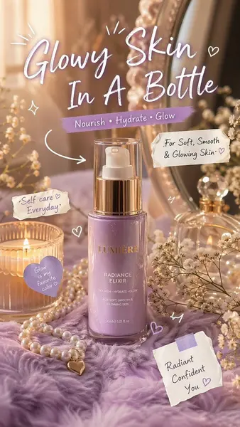 Luxury aesthetic skincare advertisement,soft pastel 