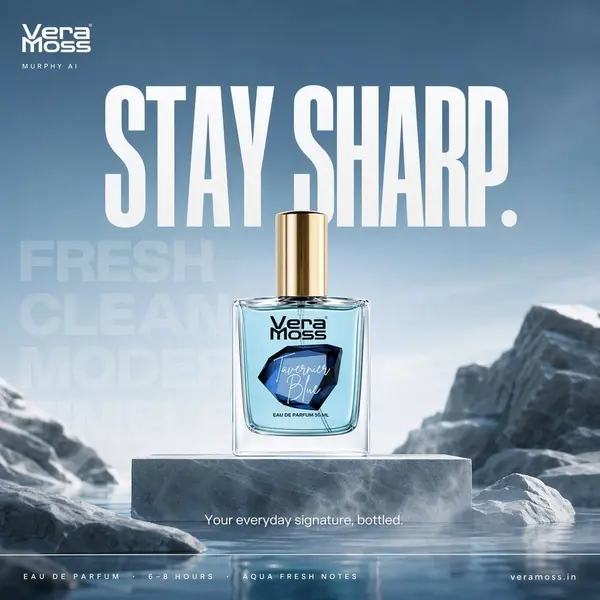 Hyper-realistic cinematic perfume billboard poster f