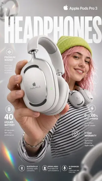 High-impact e-commerce infographic for  Apple Pods P