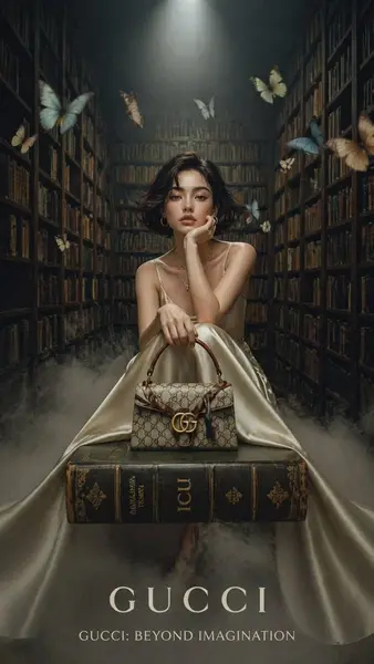 A cinematic luxury fashion editorial set inside a gr