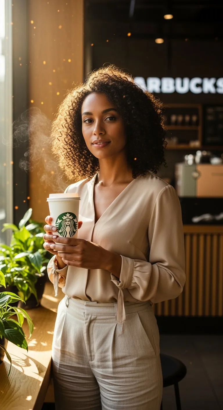 Cinematic Starbucks Portrait Campaign in Morning Lig