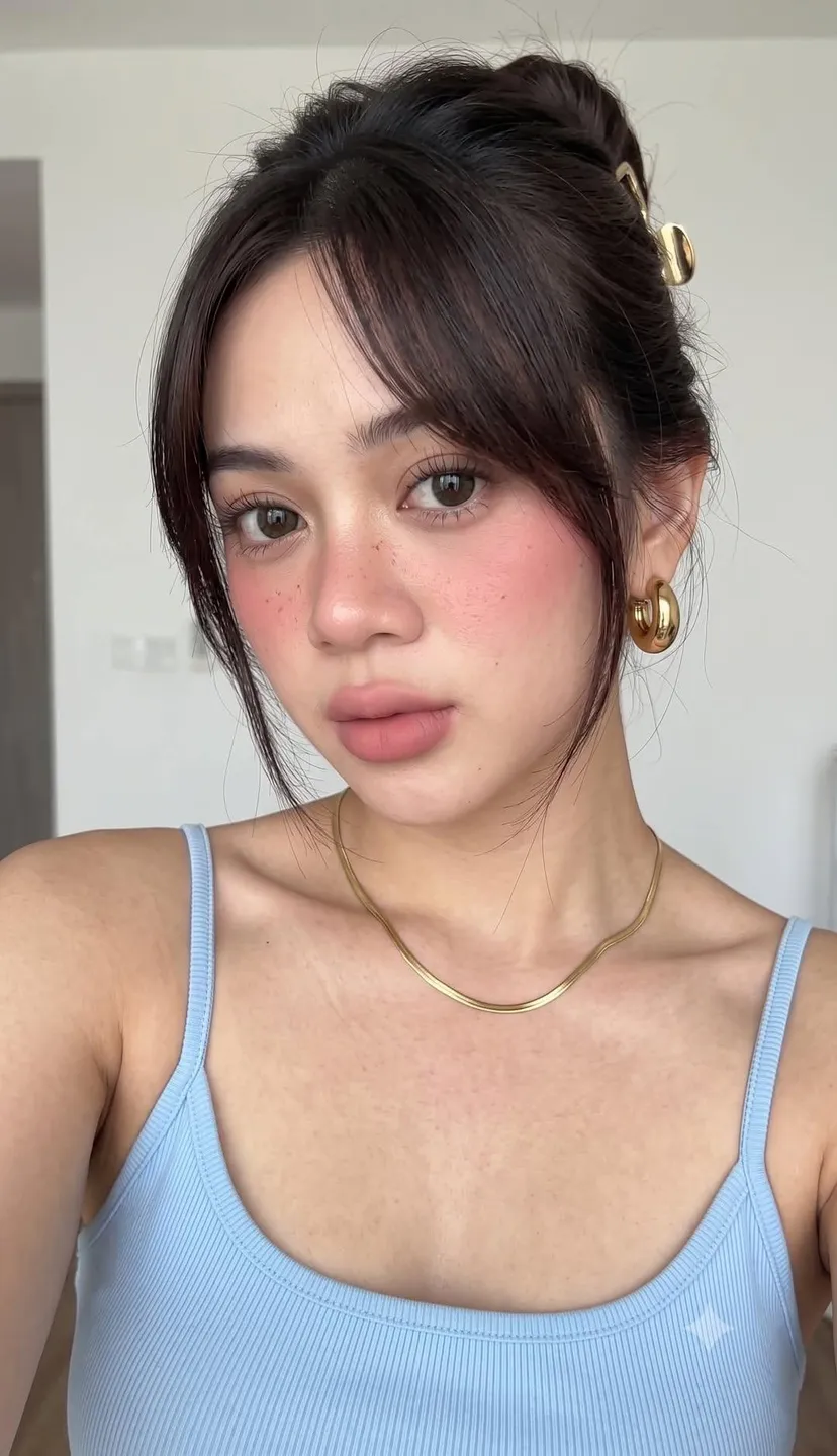 Soft-Girl Smartphone Selfie Portrait with Flash