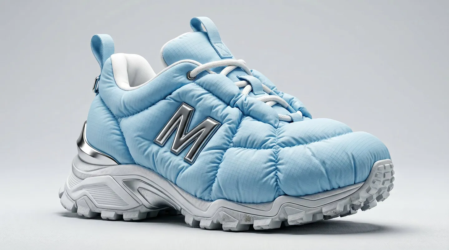 Overstuffed Ice-Blue Puffer Sneaker Product Render