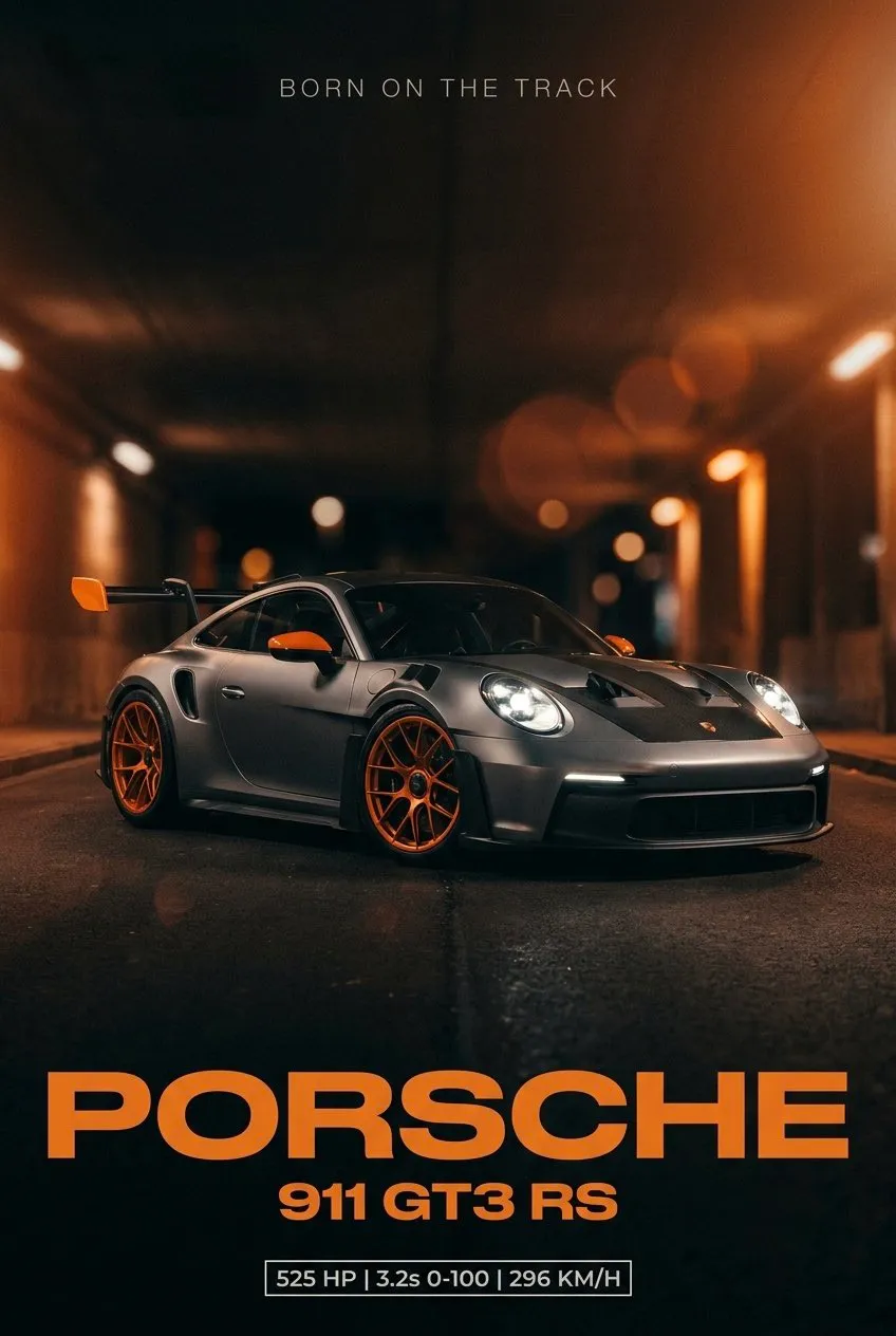 Cinematic Porsche 911 GT3 RS Poster Design