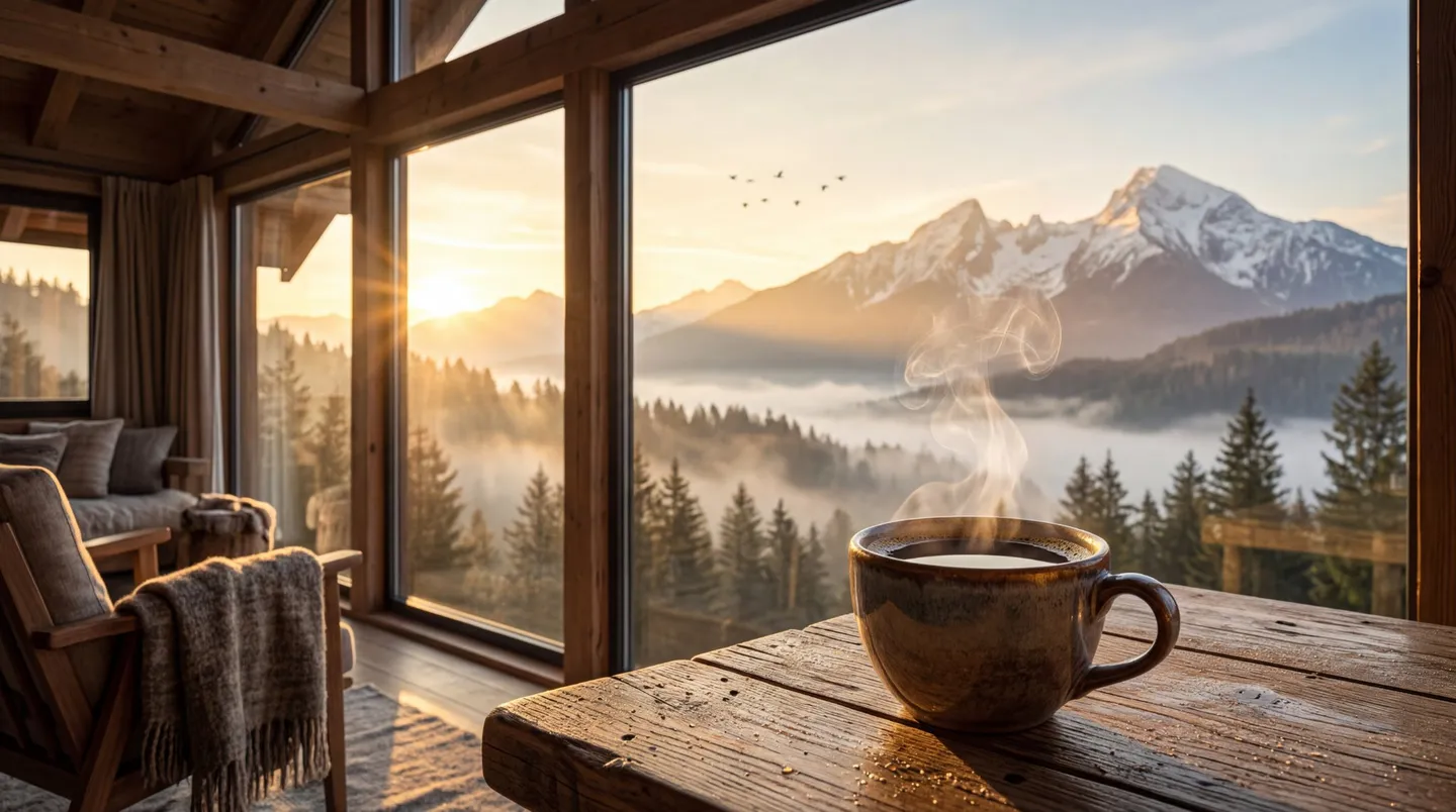 Luxury Coffee Commercial Across Mountain Retreat Set